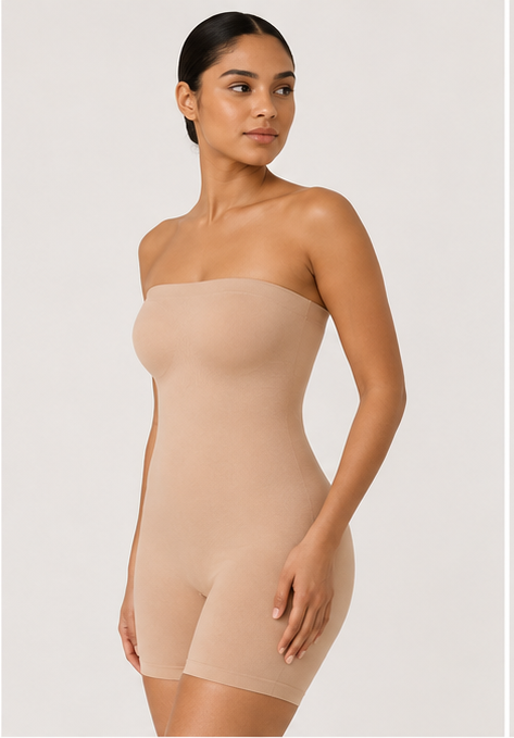 Seamless Mid Compression Full Body Shaper – Nude