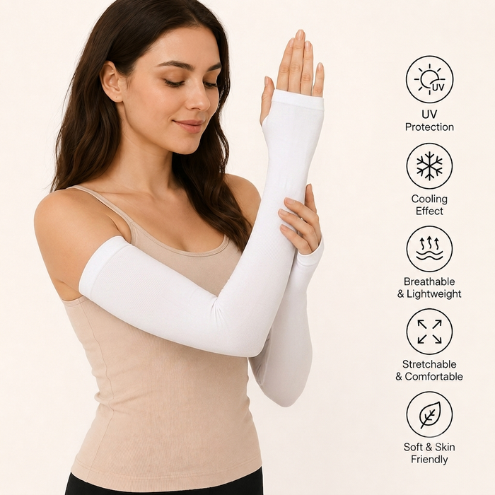 Women's UV Protection Arm Sleeves with Thumb Holes - (Pack of 3)
