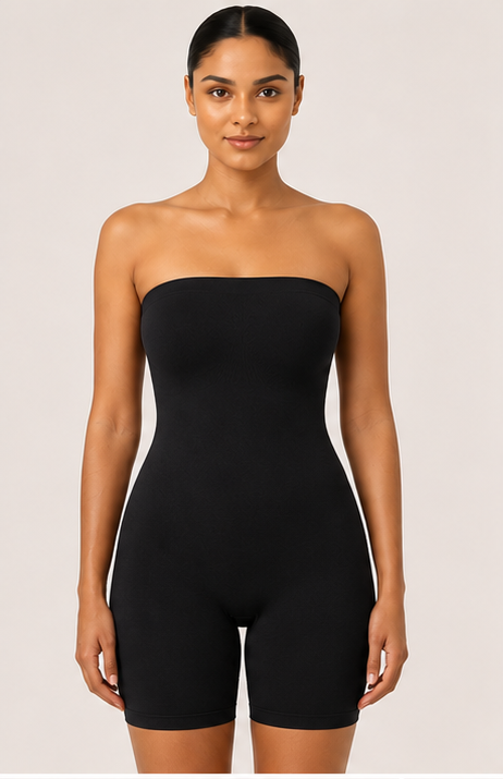 Seamless Mid Compression Full Body Shaper – Black