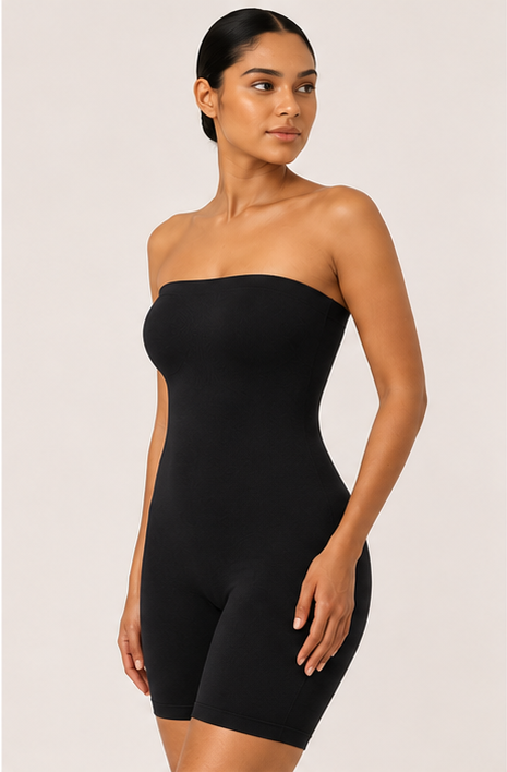 Seamless Mid Compression Full Body Shaper – Black