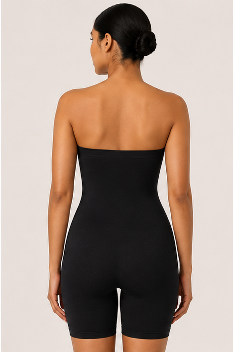 Seamless Mid Compression Full Body Shaper – Black
