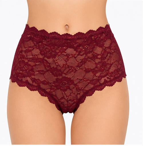 Floral Lace High Waist Boyshort Panty for Women (Pack of 4 Colors)