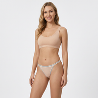 Women’s Ribbed High-Cut Thong Panty with Contrast Trim