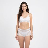 Women’s White Lace Bralette & High-Waisted Brief Set - (Pack of 3)