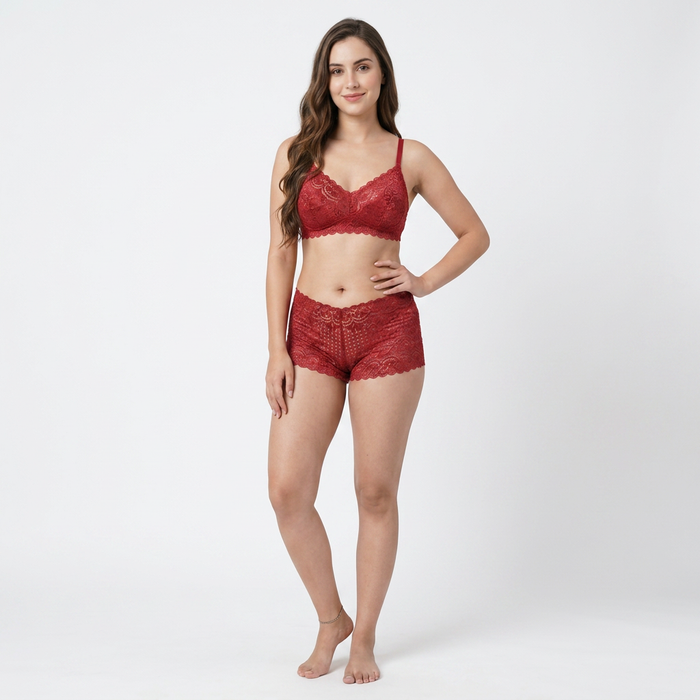 Women’s White Lace Bralette & High-Waisted Brief Set - (Pack of 3)